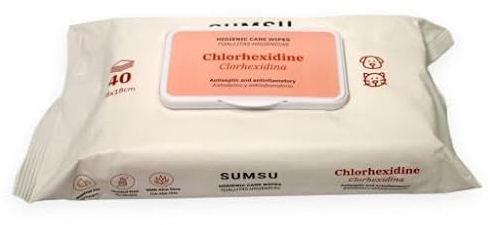 SUMSU Chlorhexidine Wet Wipes for Dogs and Cats - 40 Units
