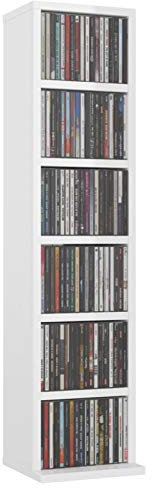 Homgoday Armadio CD Con 6 Scomparti Aperti 21 x 20 x 88 cm - Torre in Legno di Ingegneria per CD e DVD - Mobile di Immagazzinaggio per Soggiorno, Camera da Letto, Ufficio