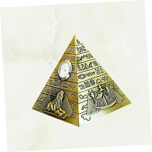 Yardenfun Pyramidenförmige Tischdekoration Mit Uhr Ägyptischer Stil Legierung Desktop Ornament Dekoratives Kunstobjekt Für Wohnzimmer Und Büro Kreatives Geschenk Für Freunde Und Familie