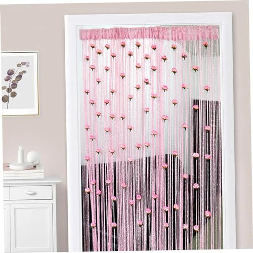 Beaded Door Curtain, 1x2m Door String Curtains with Removable, Tassels Beads Hanging Fringe Divider, Bedroom Privacy Curtains for Window Hallway Entrance Wall (Pink.)