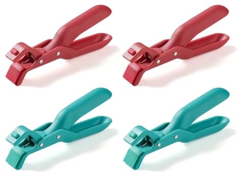 Asheyya 4PCS Multi-Purpose Anti-Scald Bowl Holder Clip for Kitchen, Silicone Non-Slip Anti Scalding Clip (Red, Green)