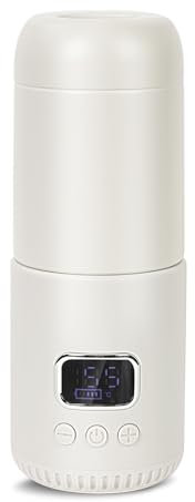 Hoapin Chauffe Biberon Portable Nomade Sans Fil, Chauffe Biberon 400 ML, Tempérture Réglable 37°C a 55°C, Idéal pour les Voyages