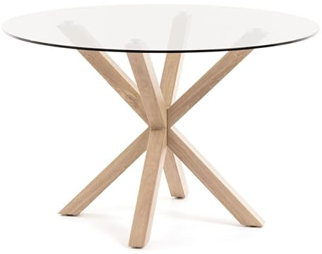 Noorsk Design Mesa Redonda de Comedor de Cristal