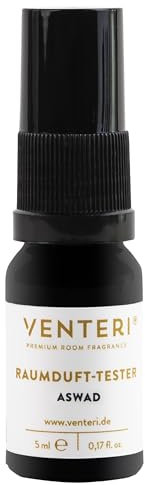 Venteri - Aswad: Luxus Raumduft-Tester Würzig Orientalisch Premium Glasflasche mit Schraubverschluss