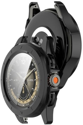 AWADUO Compatible con Xiaomi Watch S4 Sport Smartwatch Cobertura Completa PC Funda con Protector de Pantalla táctil de Vidrio Templado Accesorios (Negro)