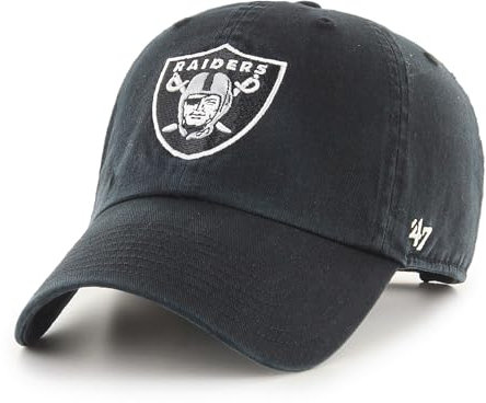 '47 Las Vegas Raiders Clean Up Unisex-Baseballkappe, Verstellbarer Riemenverschluss, Einheitsgröße, Team Logo, Farbe Schwarz
