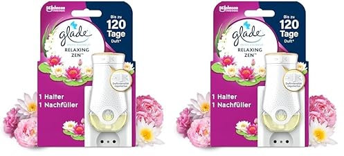 Glade electric scented oil Halter, elektrischer Raumduft Duftstecker mit Duftöl inkl. 1 Nachfüller, Relaxing Zen, 1 er Pack, (1x20 ml) (Packung mit 2)