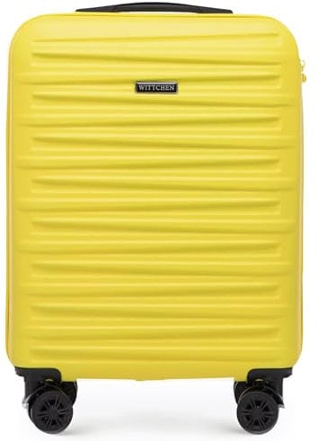 WITTCHEN Skyspeed Line Kabinenkoffer Kleines Kabinengepäck ABS Hartschalenkoffer Reisekoffer Rollkoffer Kleiner Koffer Trolley Kombinationsschloss Teleskopgriff Gelb Lufthansa/Eurowings/Ryanair/Condor