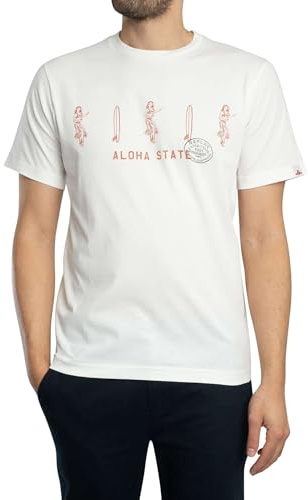 Replay Herren Grafisches T-Shirt, Off White