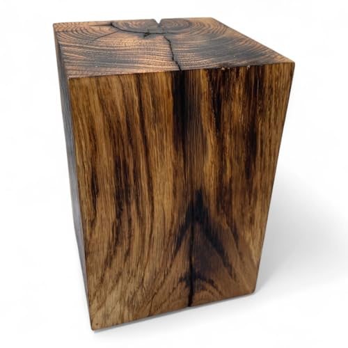 Holzblock Eiche gebrannt 10x10x.. cm, geölter Massiver Eichenblock, Holzdeko, Sitzhocker, Eichenwürfel, Beistelltisch, Hocker (10x10x10cm)