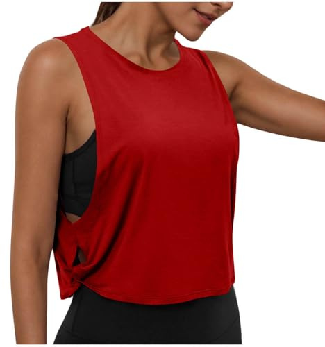 Gym Tops for Women UK Loose Basic Vest Sleeveless T-Shirts Athletic Tank Top Quick Dry Yoga Tees Workout Sports Tops for Fitness Running Walking