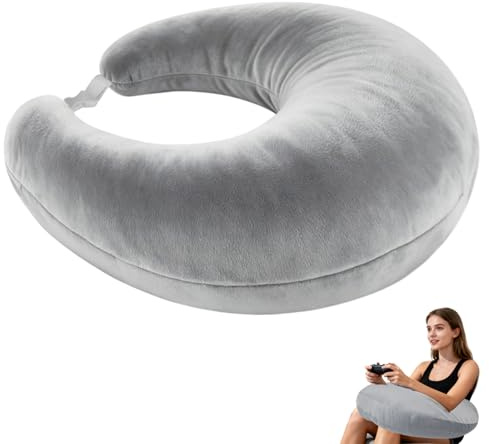 PYserne Reading Gaming Cushion for Lap,Cuddle Cushion Ergonomic U-Shaped with Elbow Rest Washable Cover for Crocheting Working Gaming Improve Sitting Posture Reduce Fatigue Grey