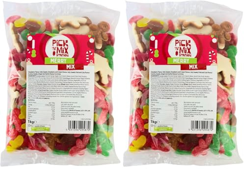 Bonds of London Pick 'n' Mix Station Merry Mix, Large Retro Chewy Sweets, 1 kg (Pack of 2)