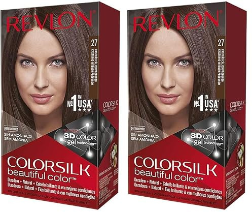 REVLON Colorsilk Beautiful Color, Coloración Capilar Permanente con Keratina y Aminoácidos, Color Intenso de Larga Duración, Sin Amoníaco, Resultado Natural, Tono 27 Castaño Cálido Profundo