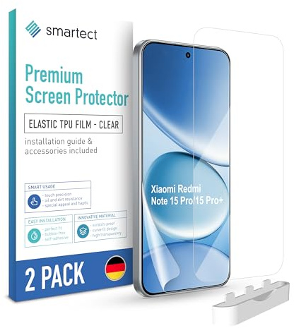 smartect TPU Protector Pantalla 2 Piezas para Xiaomi Redmi Note 15 Pro 4G | Note 15 Pro Plus Película Protectora HD Antiarañazos, Ultra Transparente, Sin Burbujas, Compatible Huella Digital