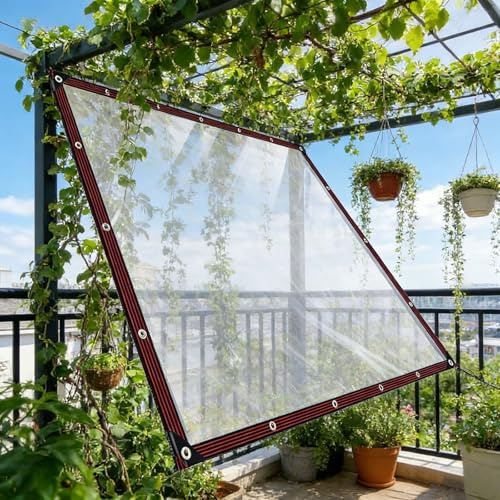 Lona Transparente 120 x 180 cm Resistente Al Agua Lona, Resistente a Las Heladas, Protección UV Exterior para Exteriores con Cuerda para Muebles Jardín Piscina Coche, Color Transparente