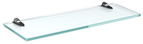 bijon Glasregal Glasablage Wandregal Glas Bad-Regal Glas Badezimmer Regal Badablage Ablageregal - 8mm Hartglas, 90 x 12 cm, Milchglas + Halterung A - Chrom Glanz Optik