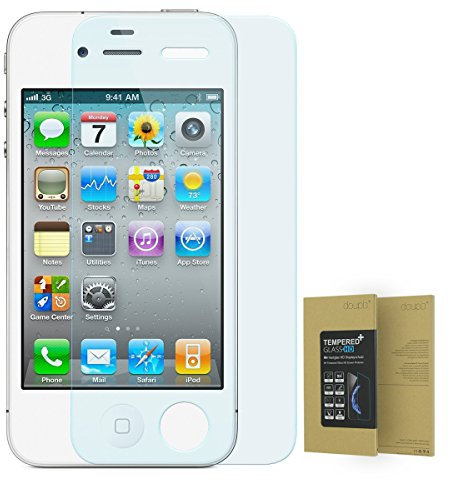 doupi Panzerfolie für iPhone 4 / 4S, Premium 9H Hartglas HD Display Schutz Glasfolie