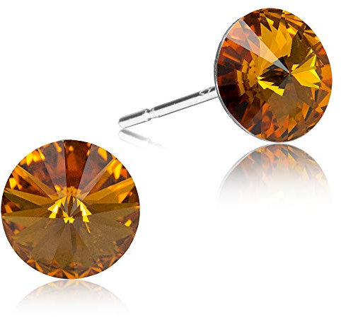 LUISIA® Ohrringe mit Kristallen von Swarovski® - Bernstein, Silber, Stud, 6 mm, 2 Count