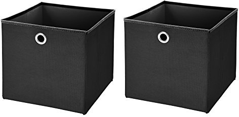 StickandShine 2er Set Schwarz Faltbox 28 x 28 x 28 cm Aufbewahrungsbox faltbar