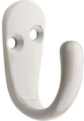 Decohooks Robe Hook - White - Door and Wall Mountable - Single - Fixings Included