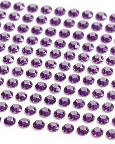 MOVOJA Lila Glitzersteine Selbstklebend - 220 Stk 8 mm | Strasssteine Zum Basteln Aufkleber Glitzersteine Sticker Diamanten Klebe Steine Basteln Klebesteine Selbstklebend Glitzer