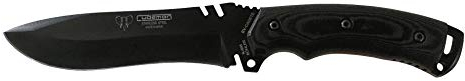 Cudeman Cuchillo 291-N Boina Verde CADETE Hoja de Acero Böhler N-695 pavonada en Negro y empuñadura de micarta Negra de 12,5 cm para Caza, Pesca, Supervivencia y bushcraft + Portabotellas Regalo