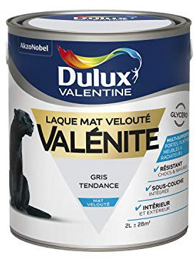 Dulux Valentine Peinture Laque Valénite Glycéro multisupport intérieur-extérieur – Grande résistance pour boiseries et ferronneries - aspect Mat Gris Tendance 2L