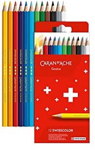 Caran d'Ache Swisscolor Karton Etui mit 12 wasserfesten Farbstiften