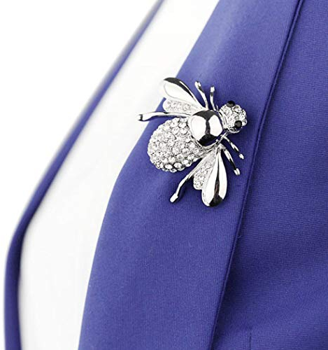 Yienate Broche tendance en forme d'abeille avec strass en forme d'abeille - Épingle à vêtements rétro - Cadeau pour homme et femme - Argenté