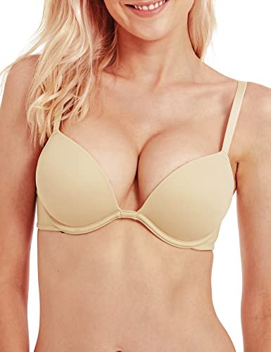 WingsLove Women's Push Up Bra Deep V Plunge Underwire T-Shirt Bra Multiway 2 Cups Up (Nude,38B)