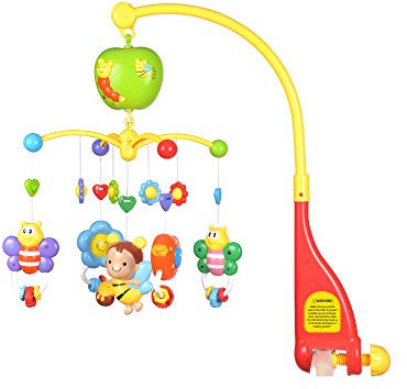 Meero London 6918 Baby Mobile and Stroller Activity Toy with Music, Adjustable Arm to Fit All Cots, 20 Gentle Songs with 3 Music Modes, Suitable from Birth