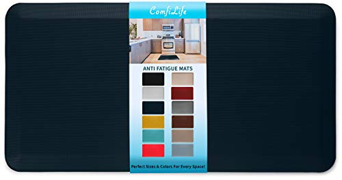 ComfiLife Anti Müdigkeit Bodenmatte,3/4 Zoll Dicke Perfekte Küchenmatte Stehtischunterlage,Komfort zu Hause, Büro, Garage,Langlebig,Schmutzabweisend,Rutschfeste Unterseite (50.8x99.1 cm, Marineblau)