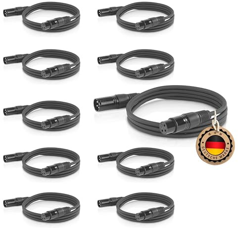 ETEC Professional 10x XLR Audio Kabel 1,5m - Mikrofonkabel, DMX Kabel, Symmetrische XLR Kabel für Musik, Lichttechnik, und DJ-Equipment