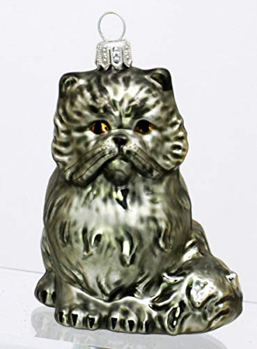 condecoro Perser Katze Christbaumschmuck Christbaumkugel grau