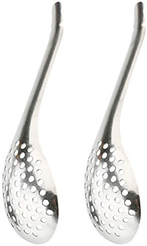 Gadpiparty 4 Piezas Cuchara de Esferificación Cucharas Ranuradas de Acero Inoxidable Cucharas de Barra Ranuradas Moleculares Cucharas Colador de Cóctel Cucharas de Filtro de Caviar