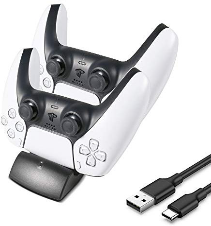 SOLOTREE PS5 Controller Charger Dock, Dual Charger, Fast Charging, USB Type-C, White