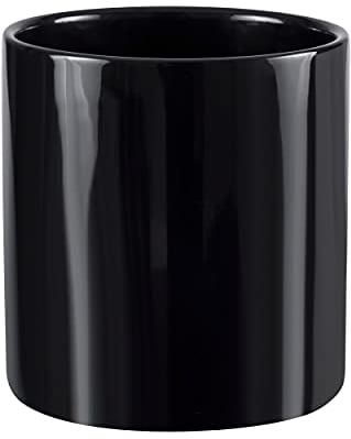 Pot de fleurs cylindrique en céramique Noir brillant 20 x 20 cm