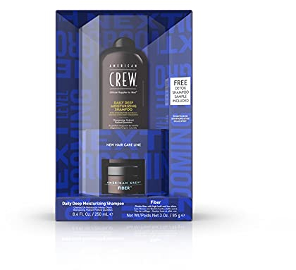 AMERICAN CREW Duo Pack Classic Fiber (85 g) & Daily Deep Moisture Shampoo (250 ml), Stylen & Pflege für Männer, gesund aussehendes Haar, mattes Finish