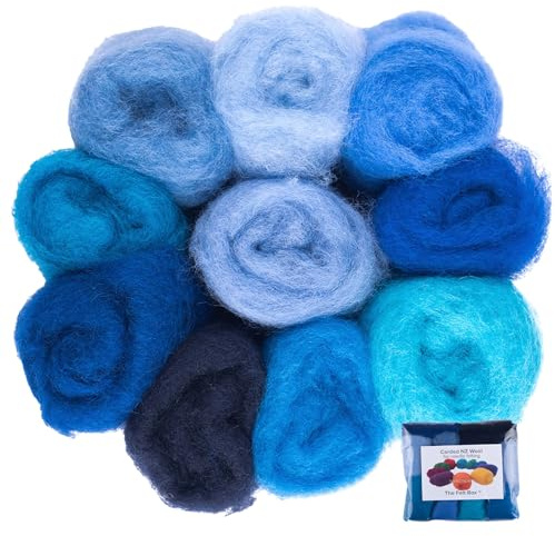 Blue Shades Carded Wool for Needle & Wet Felting 100g Pack – Felt Box