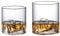 MISNODE Whiskey Gläser 2er Set mit Berg Aufdruck Mountain Rocks Glas Trinkgläser Old Fashion Glas Tumbler Teetassen für Scotch, Bourbon