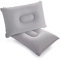 SUTAFOR Aufblasbares Kissen 2 Stück Campingkissen Reisekissen Beflockung Sitzkissen für Strand Outdoor Wandern, Grau 34x22 cm