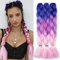 PORSMEER Treccine Extension Capelli Sintetici per Treccine Africane 3 Ciocche Trecce Jumbo Braiding Hair Kanekalon (Blu&Viola&Rosa)