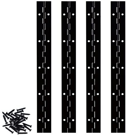 4PCS 10 Inch Black Piano Hinges for Cabinet Hinges Heavy Duty 10 Inch Continuous Hinges Sliver Stainless Steel 304 Long Hinges Door Hinges, Cabinet Door Hinges (4Pcs 10 Inch (Black))