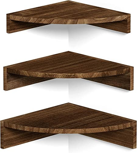 Mardili Corner Shelves Wall Mounted, Rustic Farmhouse Corner Floating Shelf, Solid Wood Storage Organizer Corner Wall Shelves(Brown)