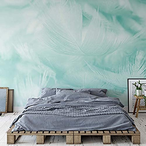 Ustad Home Federn in Türkis Tapete für Zimmer Badezimmer Küche TV Wandbild Tapete Wanddekoration fototapete 3d Vlies wandbild Schlafzimmer-250cm×170cm