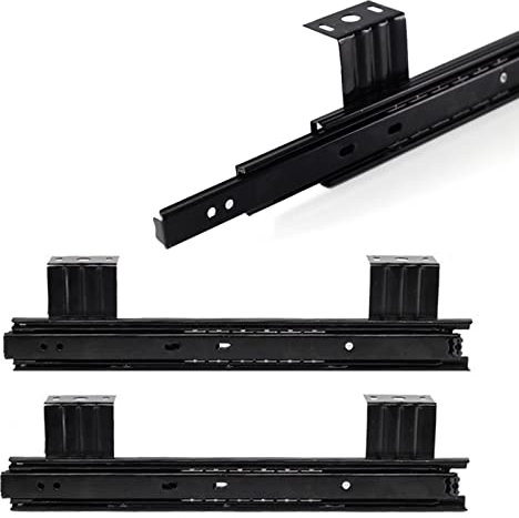 3 Fold Ball Bearing Drawer Runners - 1-Pair Heavy Duty Slides 40kg Load - For Under Desk Slide Out Keyboard Tray Shelf Slides, Kitchen Cabinet Rails - Drawer Repair Kit ( Color : Black , Size : 240mm/