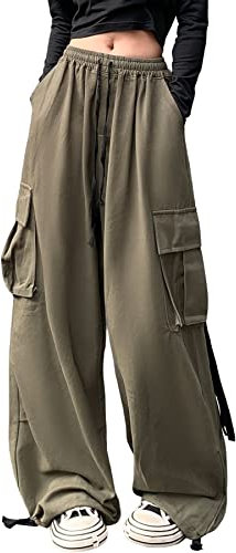 Pantalon Cargo Femme Large Taille Haute Y2k Parachute Pants Grande Taille Gothique Aesthetic