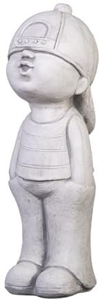 gartendekoparadies.de Jungen Figur, Steinfigur H. 52 cm, 16 kg, Grau, frostsicher aus Steinguss für Außenbereich