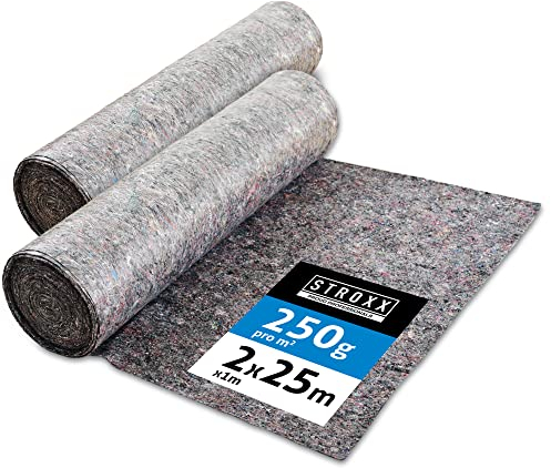 STROXX – Malervlies 2 x 25m mit 250g/m² – Abdeckvlies in Profi-Qualität mit PE Anti-Rutsch Beschichtung – extra starkes Schutzvlies – mehrfach verwendbar